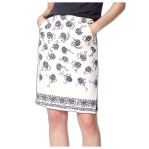 Ann Taylor Loft Women's Pencil Skirt Size 8 NEW White & Blue Floral Knee Length